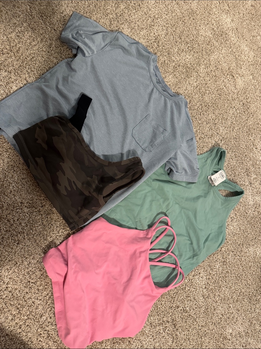 Athleta Kids Pink, Mint, Light Blue & Camo Tank and Tee Set